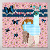 Alpaca Boho Butterflies Pink Floral Poster (Voorkant)