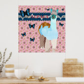 Alpaca Boho Butterflies Pink Floral Poster (Keuken)