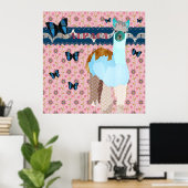 Alpaca Boho Butterflies Pink Floral Poster (Thuiskantoor)