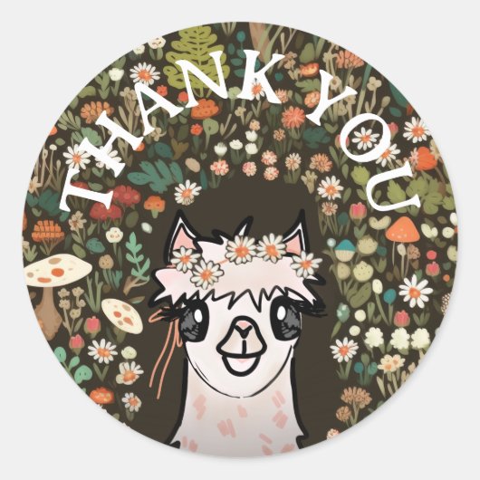 Alpaca Boho Daisy verjaardag Ronde Sticker (Voorkant)