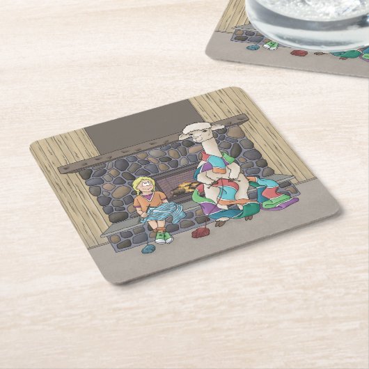 Alpaca breien kartonnen onderzetters (Schuin)