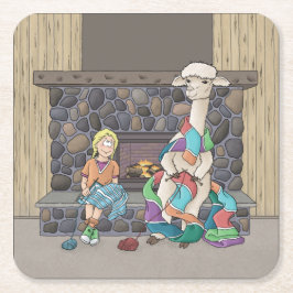 Alpaca breien kartonnen onderzetters