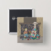 Alpaca breien vierkante button 5,1 cm (Voorkant /achterkant)