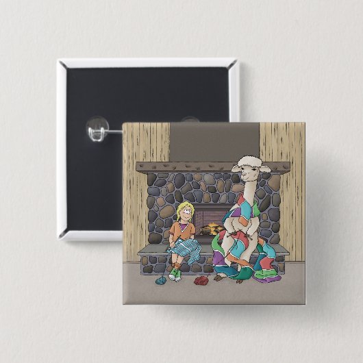 Alpaca breien vierkante button 5,1 cm (Voorkant /achterkant)