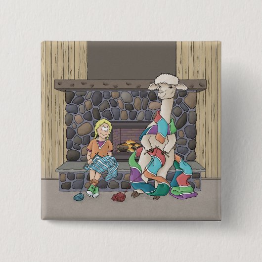 Alpaca breien vierkante button 5,1 cm (Voorkant)