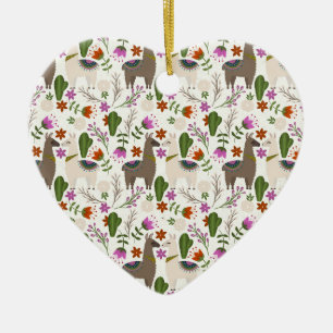 Alpaca Cactus Bloem Motief Dierenliefhebber Keramisch Ornament