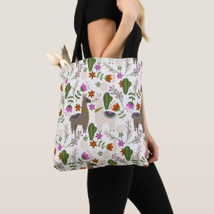 Alpaca Cactus Bloemmotief Dierenliefhebber Tote Bag