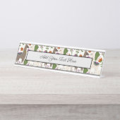 Alpaca Cactus Floral Pattern Dierenvriend Bureau Naambordje (Voorkant)