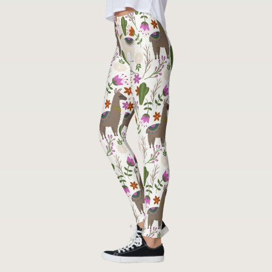 Alpaca Cactus Floral Pattern Dierenvriend Leggings (Links)