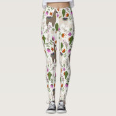Alpaca Cactus Floral Pattern Dierenvriend Leggings (Voorkant)