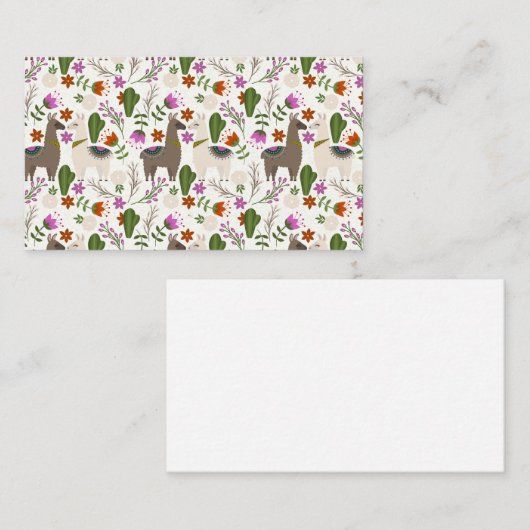 Alpaca Cactus Floral Pattern Dierenvriend Visitekaartje (Voorkant / Achterkant)