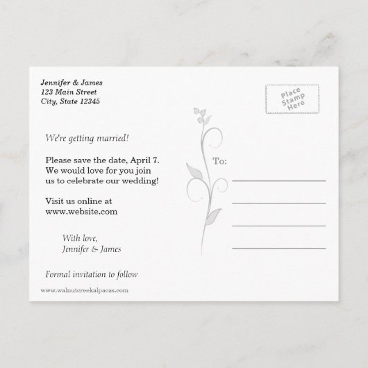 Alpaca Country Save the Date Briefkaarten (Achterkant)