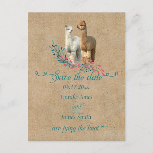 Alpaca Country Save the Date Briefkaarten (Voorkant)