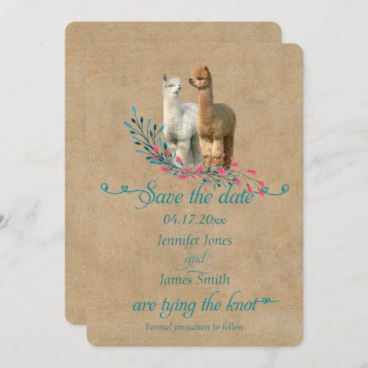 Alpaca Country Save the Date Invitations (Voorkant / Achterkant)
