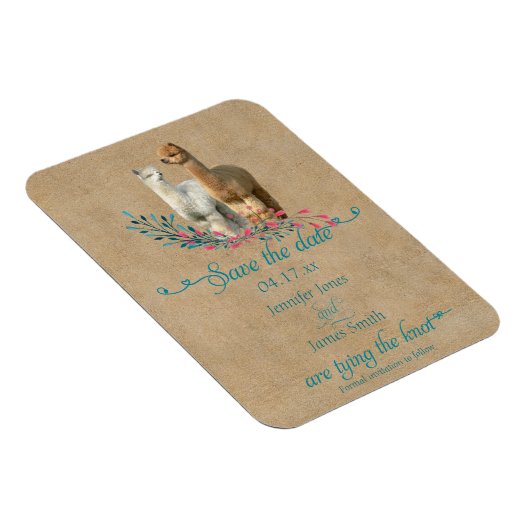 Alpaca Country Save the Date Magnet Magneet (Rechterzijde)
