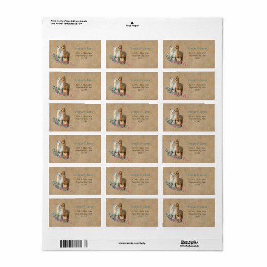 Alpaca Country Wedding Address Return Labels (Full Sheet)
