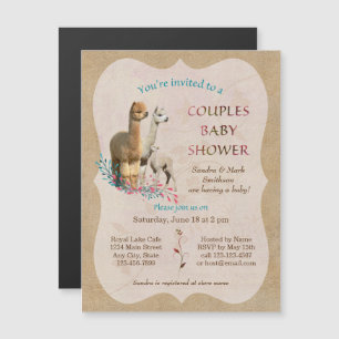 Alpaca Couples Baby shower Magnetic Invitations Magnetische Uitnodiging