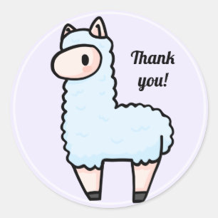 Alpaca dank u klassieke ronde sticker