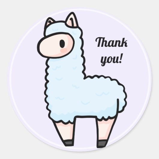 Alpaca dank u klassieke ronde sticker (Voorkant)
