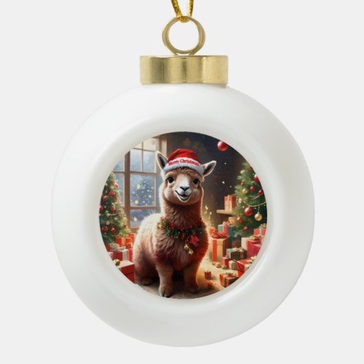 Alpaca de Cadeaus: een kerstverhaal Keramische Bal Ornament (Voorkant)