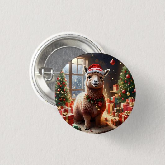 Alpaca de Cadeaus: een kerstverhaal Ronde Button 3,2 Cm (Voorkant /achterkant)
