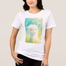 Alpaca die zich koestert in de bloeiende bloemen Tri-Blend shirt
