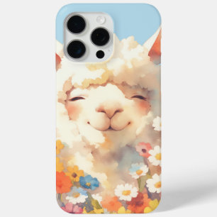 Alpaca die zich verbergt in bloemen iPhone 15 pro max hoesje