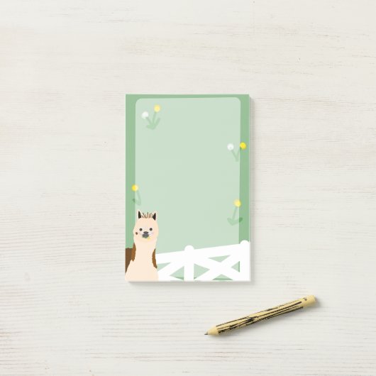 Alpaca Eating Paardenbloemen 6 x 4" Sticky Notes (Op bureau)