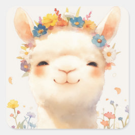 Alpaca Een Weiland van Geluk Vierkante Sticker