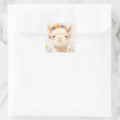 Alpaca Een Weiland van Geluk Vierkante Sticker (Tas)