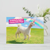 Alpaca Eenhoorn Onder Regenboog Hemel Kaart (Staand voorkant)