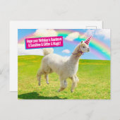 Alpaca Eenhoorn Onder Regenboog Hemel Uitnodiging Briefkaart (Voorkant / Achterkant)