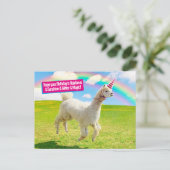 Alpaca Eenhoorn Onder Regenboog Hemel Uitnodiging Briefkaart (Staand voorkant)