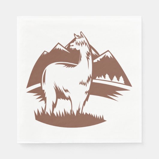 Alpaca en bergen servet (Voorkant)