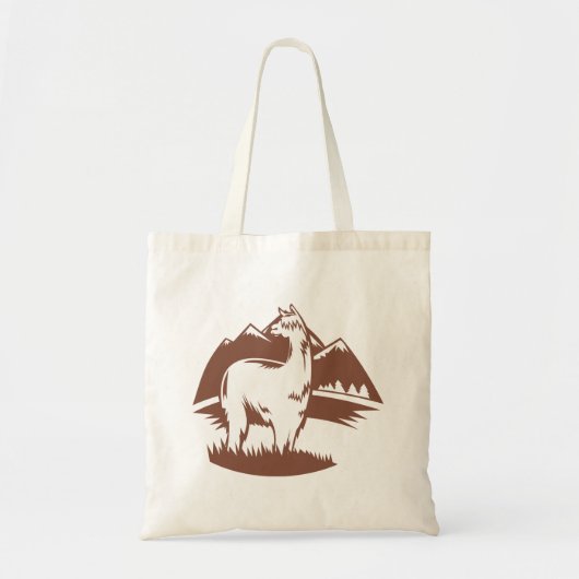 Alpaca en bergen tote bag (Voorkant)