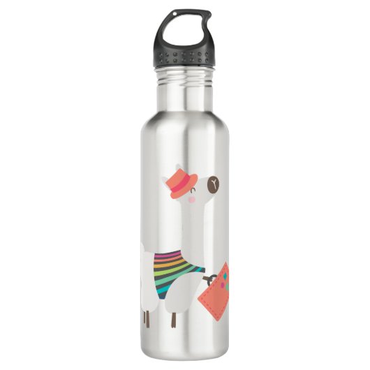 Alpaca en koffer waterfles  (Voorkant)