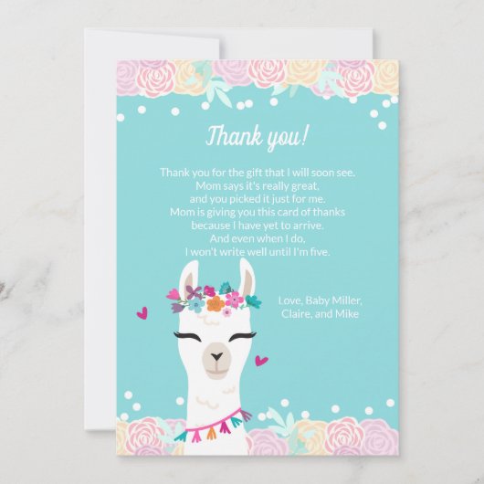Alpaca Face Baby shower Hartelijk dank Bedankkaart (Voorkant)