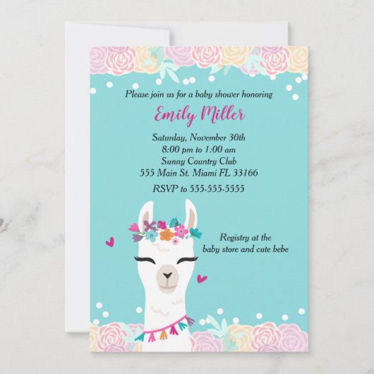 Alpaca Face Baby shower Invitation Kaart (Voorkant)