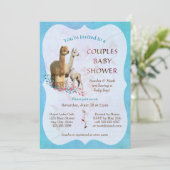 Alpaca Family Couples Baby shower Invitation Boy Kaart (Staand voorkant)