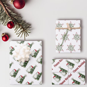 Alpaca "Fleece Navidad" Gift Wrap Blad Set van 3 Inpakpapier Vel