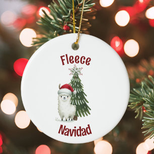 Alpaca Fleece Navidad Keramisch Ornament
