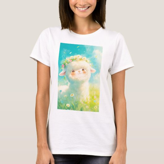 Alpaca Flower Crown Bliss T-shirt (Voorkant)