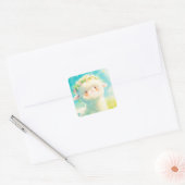 Alpaca Flower Crown Bliss Vierkante Sticker (Envelop)