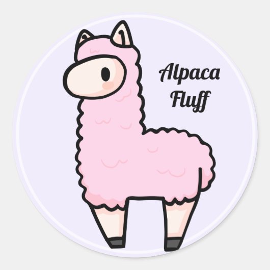 Alpaca fluff classic ronde sticker (Voorkant)