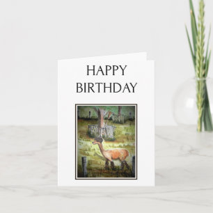 Alpaca, Folk Art Print, Verjaardag Kaart