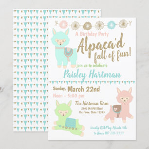 Alpaca Full of Fun Birthday Party Kaart