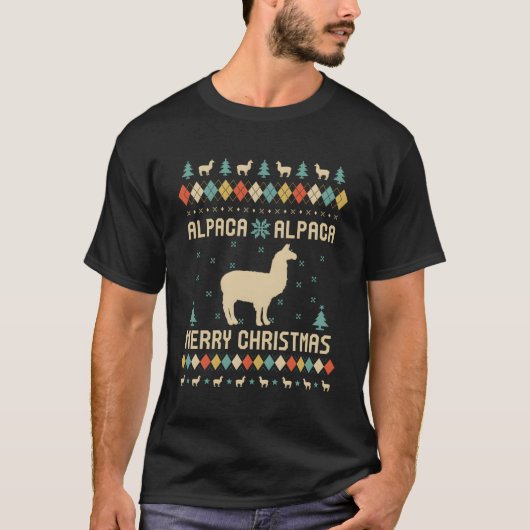 Alpaca Funny Ugly Sweater  Retro voor Christus T-shirt (Voorkant)