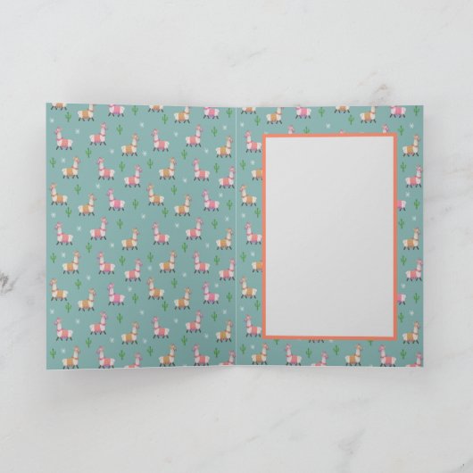 Alpaca gepersonaliseerde leeftijd 6 Verjaardag Kaa Kaart (Binnen)