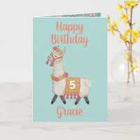Alpaca gepersonaliseerde leeftijd Verjaardag Kaart