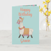 Alpaca gepersonaliseerde naam Birthday Card 